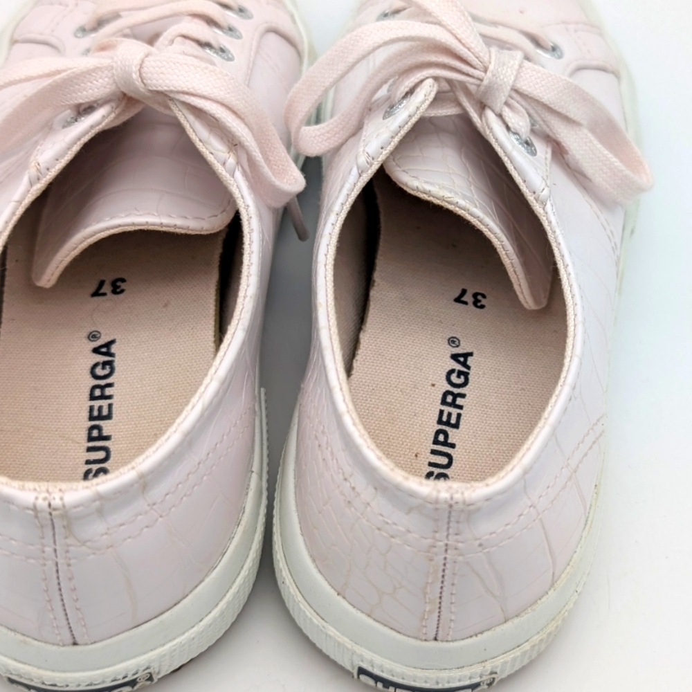 Superga Soft Pink Croc Style Lace-Up Sneakers - Picture 6 of 8